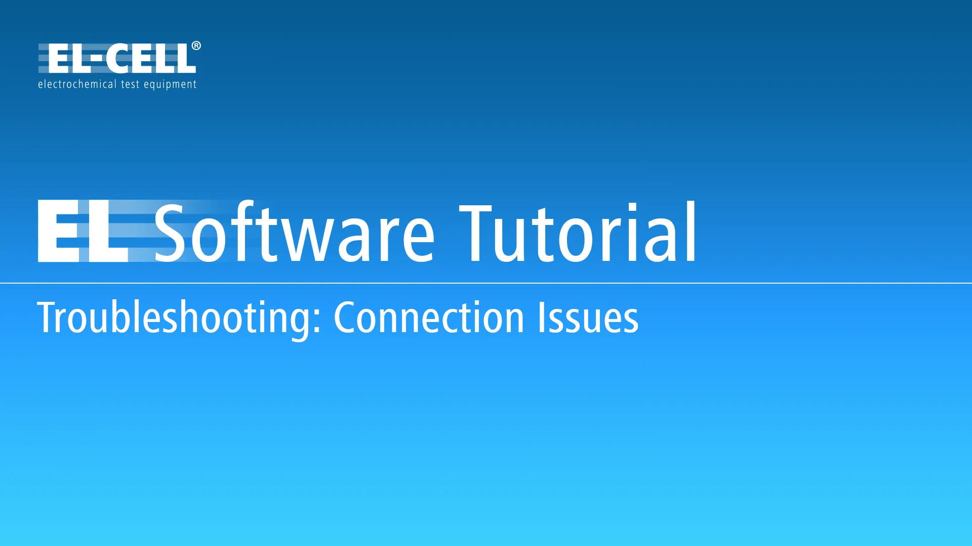 EL-Software Tutorial_ Troubleshooting Coennection Issues